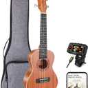 Ranch 26" Tenor Ukulele Sapele Wood Instrument with Tuner - Natural | Sapele wood body with natural finish delivers rich, deep resonance. Wider fret spacing supports advanced playing