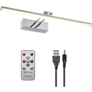 Battery Picture Light, 16 inch Wireless Picture Light for Painting with Remote,Full Metal Rechargeable Art Light,Wall Sconce Display Lighting for Portrait, Photo Frame,Gallery, (Chrome)