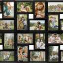 J.M.Deco Collage Picture Frames for Wall 24 Slots, Large Photo Frame Gallery Puzzle Collage Wall Hanging for 4x6 Photo, Reunion Friends Family Memory - Black