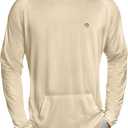 Mens Dry-Fit UPF 50+ Sun Shirt Hooded, Fishing Shirts for Men Long Sleeve, SPF Shirts for Men, Men's Rash Guard (Beige, S)