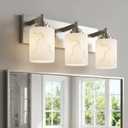 3-Light Bathroom Light Fixture, Brushed Nickel Modern Vanity Light with White Marble Glass Shade, for Bathroom Mirror, Living Room, Bedroom, Hallway, E26 Base, Extended Base