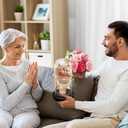 Gift for Her Forever Flower Bouquet for Delivery Prime Preserved Pink Roses Glass Dome LED Light 100 Languages I LOVE YOU Necklace Mothers Day Birthday Romantic Valentines Gift for Wife Women Mom