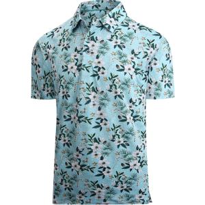 Damipow Boys Golf Shirt Moisture Wicking Youth Polo Shirts Quick Dry Kid Collared Shirt (10 Years, Xmas Light Blue Candy)