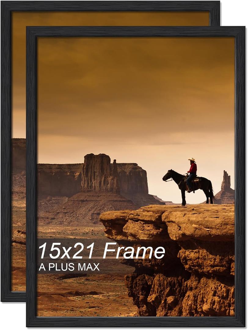 A PLUS MAX 15x21 Picture Frame Set of 2 Black Light Weight Wall Mount