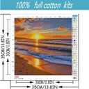 niurenmaoyi Stamped Cross Stitch Kits for Beginners,Counted Embroidery Craft Kits for Adults,Needlepoint Kits for Adults,Sunset Landscape Beach Wall Art 13.8X13.8In
