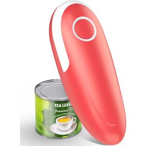 Electric Can Opener, One-Touch Automatic Can Opener Fits All Can Sizes, Hands-Free&Smooth Edge Battery operated Can Opener with Magnetic Cover Catch for Kitchen & Seniors Arthritis (Red)
