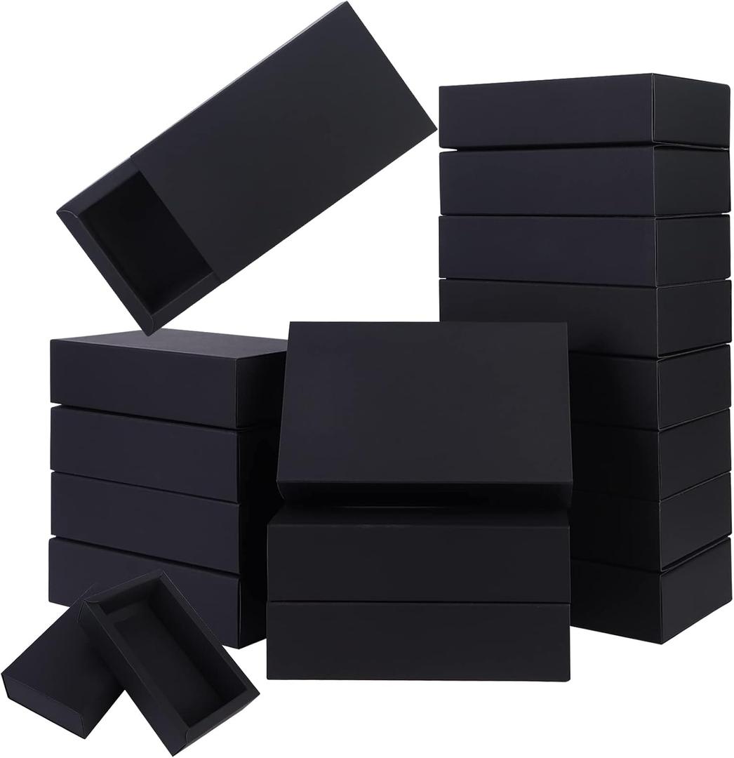 26 PCS Rectangle Drawer Kraft Boxes Small Crafts Cardboard Present Boxes Present Packaging Boxes for Party Favor Treats, Candy and Jewelry Crafts, 6.5 x 3.7 x 1.6 inch (Black)