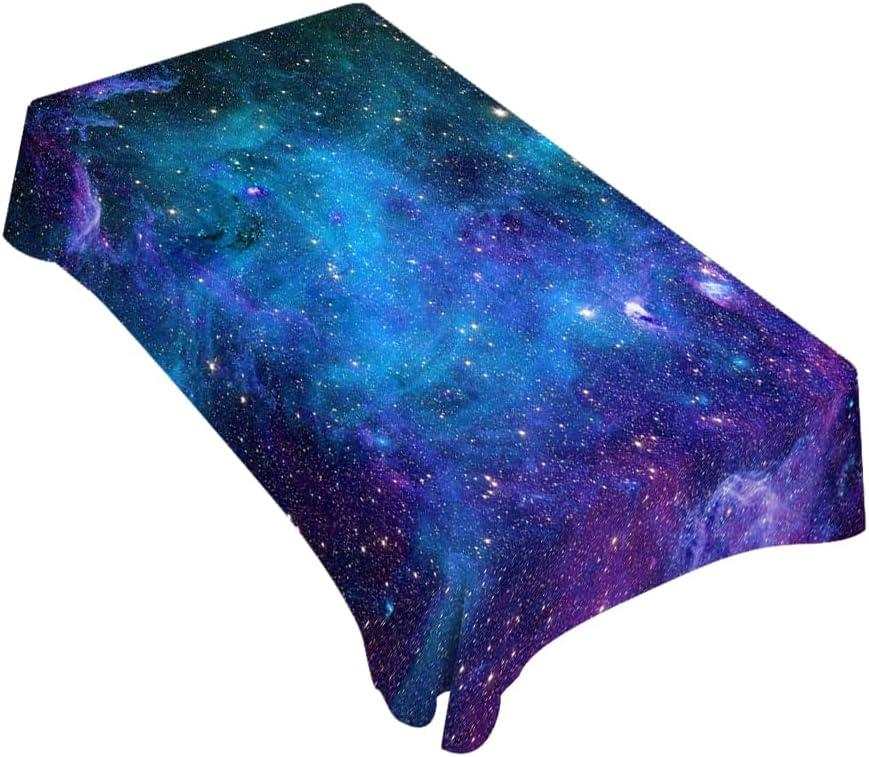 TKS MITLAN Galaxy Purple Decorative Rectangle Tablecloth Universe Planet Stars Shine Milky Polyester Table Cloths Kitchen Table Cover for Dining BBQ Picnic Coffee Table 60 x 84 Inch 6-8 Seats