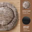JOLLYVOGUE Calming Dog Bed for Small Dogs - 23 inches Donut Washable Small Dog Bed for Kittens & Puppies, Anti-Slip Round Fluffy Plush Faux Fur Cat Beds (Fits up to 25 lbs Pets, Smoke Brown)