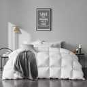 APSMILE Oversized King Feathers Down Comforter - Ultra Soft All Seasons 100% Organic Cotton Feathers Down Duvet Insert Medium Warm Quilted Bed Comforter with Corner Tabs (120x98, White)