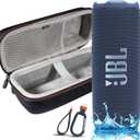 JBL Flip 7 Portable Bluetooth Speaker, IP68 Waterproof, Dustproof, Drop-Proof, PushLock System, AI Sound Boost, 16H Battery, Megen Hardshel Protection Case (Blue)