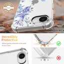 for iPhone 17e Case & iPhone 16e Case,[3 in 1] with Screen Protector & Camera Lens Protector, Clear Soft Shockproof Slim Floral Phone Cover for Women Girls 2025 6.1" (Magnolia/Blue)