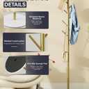 Coat Rack with 8 Hooks, 3 Adjustable Heights, Modern Hall Tree, Sturdy Metal Clothes Stand with Sintered Stone Base for Entryway, Office, Bedroom, for Coats, Hats, Handbags and Scarves, Gold