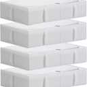 TYEERS Under Bed Storage Containers, Durable Fabric, Washable, Collapsible, Under Bed Storage Bins for Clothes, Blankets, Sheets, Shoes, 27.5x16.5x7 Inches, 4-Pack, White