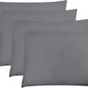 ZPECC Dark Gray Pillow Cases King Size Set of 4, 20x36 Envelope Closure Pillowcases, Soft Plain Brushed Microfiber Covers Hypoallergenic Breathable