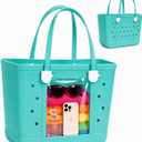 Jelly EVA Beach Tote Bag - Waterproof Clear Summer Handbag for Women, Durable and Stylish Pool Bag ASIN (Green)