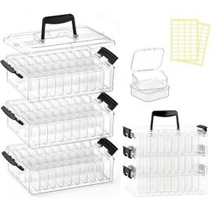 3-Tier Large Capacity Stackable Bead Organizer Box 90 Pcs, Portable Plastic Craft Storage Containers for Jewelry Making, Bracelets, DIY, Nail Art Charms