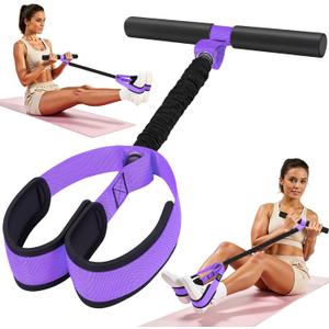 2026 Upgraded Durable Pedal Resistance Band with Handle, Thickened Latex Tubes and Soft Foam Fabric Foot Pedal, Sit Up Exercise Equipment for Abdomen, Waist, Arm, Core/ABS, Leg, Physical Therapy (1-Purple)