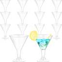 Yinkin 12 Pcs 7 oz Plastic Martini Glasses Disposable Clear Cocktail Dessert Parfait Glasses Unbreakable Mini Martini Cups for Wedding Party Bowl Wine Ice Cream (Stem)