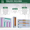 Calmbee 9 in 1 Bamboo Storage Bag Organizer for Kitchen Drawer – Plastic Wrap Dispenser with Cutter & Foil Organizer, Wooden Baggie Organizer for Sandwich, Snack, Gallon, Quart Sizes, Grey