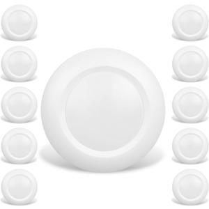 10 Packs 4 Inch LED Low Profile Recessed & Surface Mount Disk Light, Round, 10W, >600 Lumens, 5000K Day Light White, CRI80, DOB Design, Dimmable, ETL Listed, White
