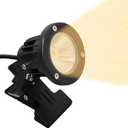 Kiven Portable Outside Spotlight with Spring Clamp and Timer Function, 5W 3000k Warm White Clip On Outdoor Light with Plug-in Cord for Yard Step Wall Lighting, Trees, Fences,doorways, Pool