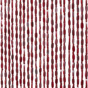 35.5" x 75" Bamboo and Wood Beaded Curtain for Doorway 52 Strands Handmade Bohemian Door Beads Curtain Boho Hanging Room Divider for Bedroom Living Home Decor, Wine Red
