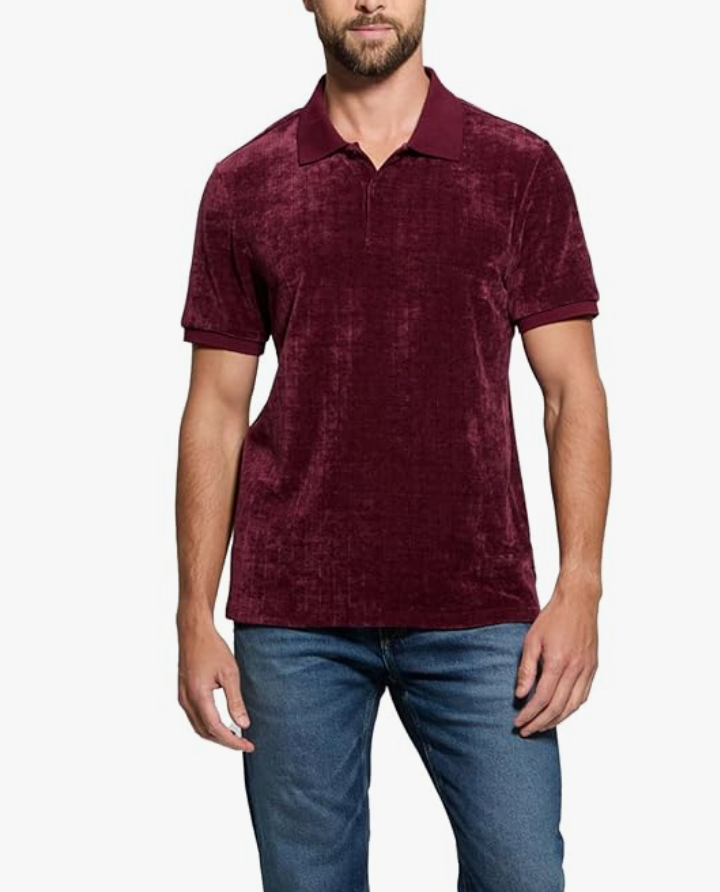 GUESS Men's Parker Velour Stripe Polo, XXL