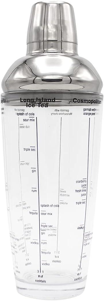 Houdini 24oz Glass Cocktail Shaker, Includes Six Recipes
