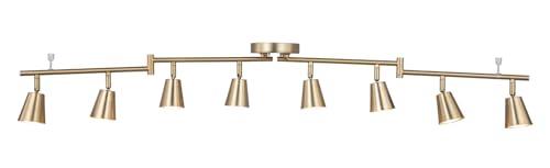 CRAFTRONOS 8 Light LED Track Lighting Kit, Matte Brass Adjustable with Moden Flush Mount Ceiling Spotlight,GU10 Socket Bulbs,Flexible Foldable Arms for Kitchen,Dining,Living Room, Bedroom