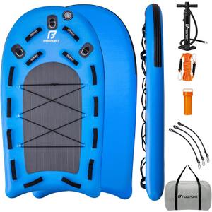 FBSPORT Inflatable Water Rescue Sled, Drop-Stitch PVC Rescue Board Floating Dock Platform Mat with Rapid Inflation, Portable 73"x39" Emergency Sled for Lakes, Oceans, Rivers, Surfing, Divers