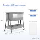 Dream On Me Calypso Portable Bassinet with Wheels, Adjustable Height Bedside Sleeper, Foldable Baby Bassinet with Breathable Mesh Sides, Foam Mattress, Easy Mobility & Travel-Friendly Design - Grey