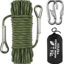 AOLEBA 10.5 mm Static Climbing Rope 10M(32ft) 20M(64ft) 30M(96ft) 50M(160ft) 70M(230ft) Outdoor Rock Climbing Rope, Escape Rope Ice Climbing Equipment Fire Rescue Parachute Rope (Army Green)