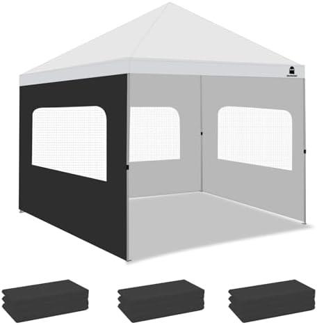 MordenApe Sunshade Sidewall with Mesh Window for 10x10 Pop Up Canopy - Straight Leg, Outdoor Instant Canopy Sidewalls, 3 Packs (10 x 10, Black with Silver Coating)