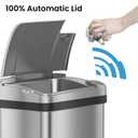 iTouchless 2.5 Gallon Bathroom Trash Can with Odor Control, 10 L Automatic Motion Sensor Bin, Soft-Close Stainless Steel, Slim Wastebasket for Narrow Spaces, Silver
