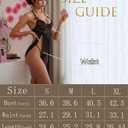 Plus Size Women Sexy Lingerie Set Lace Babydoll Strap Chemise Nightgown Sleepwear Side Slit Nightdress with Panty (Black, L)