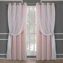 TOWN & COUNTRY LUXE Talia Double Layer Indoor Curtains, Sheer and Room Darkening Blackout, Grommet Top, Energy Efficient, 1- Piece 52"x84", Rose Blush