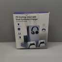 PS5 / PS5 Slim Cooling Station with Controller Charging Station, Cooling Stand for PlayStation 5 Console, PS 5 Dock Accessories Organizer with Storage Slot, PS 5 Cooler Fan, Headset Holder, 4 USB Hub