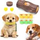 Corn Shape Dog Chew Toy for Small to Medium Dogs  Puppy Teething Toys with Squeaker; Tree Stump Chew Toy for Medium to Large Dogs  Design with Frozen Treat Molds & Peanut Butter Grooves (Yellow Brown)