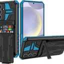 for Samsung Galaxy S24 Plus Case with Card Holder, Galaxy S24 Plus Case with Kickstand, Military Grade Drop Shockproof Hidden Card Slot Wallet Phone Case for Galaxy S24 Plus (Blue)