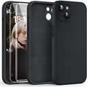 Pack of 2 HATOSHI for iPhone 13 Case, Liquid Silicone Upgraded [Camera Protection] with [2 Screen Protectors], Soft Anti-Scratch Microfiber Lining Shockproof Phone Case for iPhone 13 6.1 inch, Space Black