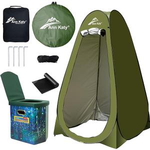 Ann Katy Portable Toilet with Pop Up Privacy Tent,XL Large Portable Toilet for Adults, Outdoor Camping Shower Tents Changing Room Emergency Folding Toilet Tent Kit with Carry Bag for Camping/Hiking