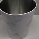 mDesign Round Metal Small 1.7 Gallon Recycle Garbage Can Wastebasket, Garbage Container Bin for Bathrooms, Kitchen, Bedroom, Home Office Durable Stainless Steel Mirri Collection White Marble