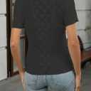 Women's Mesh Lace Top Sheer Short Sleeve T Shirt Mock Neck Summer Blouses (Black, M)