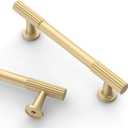 Asidrama 10 Pack 3.75 Inch(96mm) Brushed Gold Cabinet Handles, Kitchen Cabinet Hardware for Cupboard Drawer Pulls