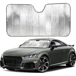 EcoNour Accordion Car Windshield Sun Shade | Car Sun Visor to Protect Harmful UV Rays | Foldable Automotive Windshield Sunshades | Window Sun Blocker to Keep Your Vehicle Cool & Comfort - 58" x 28" (Large, Silver)