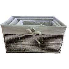 Wicker Basket with Handles Natural Brown 3 PRS 12x16 10x14 12x8