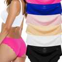 ANZERMIX Womens Seamless Laser cut Brief Panties Pack of 6 (Large, Bikini)