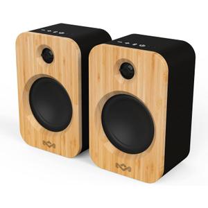 House of Marley Get Together Duo, Powerful Bookshelf Speakers with Wireless Bluetooth Connectivity and Sustainable Materials (Signature Black)
