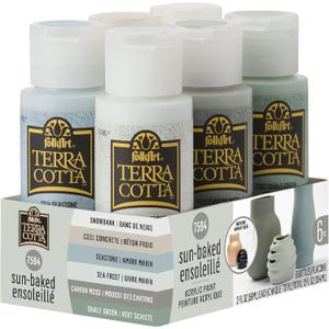 FolkArt Terra Cotta Acrylic Paint Set, Sun-Baked 6 Piece DIY Terra Cotta Acrylic Paint Kit Featuring 6 Colors For DIY Indoor & Outdoor Multi-Surface Craft Projects, 7594, 2 Fl Oz (Pack of 6)